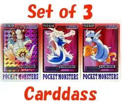 Dragonite Dragonair Dratini Carddass Prism 1997 Japanese Pokemon Cards MP C - Image 1