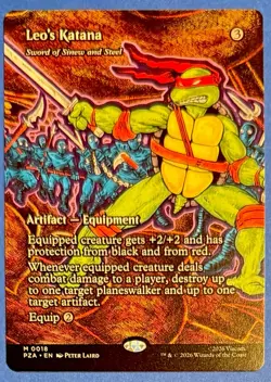 MTG - Leo's Katana (Borderless) Teenage Mutant Ninja Turtles Regular NM #0018 - Image 1