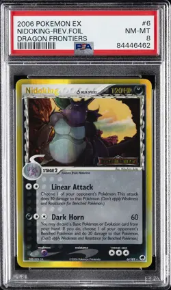 2006 POKEMON EX DRAGON FRONTIERS #6 NIDOKING-REVERSE FOIL PSA 8 - Image 1