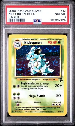 2000 Pokemon Nidoqueen 012/130 Base Set 2 Holo PSA 8 - Image 1
