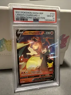 LANCE'S CHARIZARD V PSA 10 2021 POKEMON SWSH BSP #SWSH133 CELEBRATIONS COLL 701 - Image 2