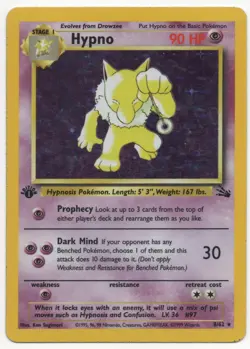 Hypno 8/62 Fossil Pokemon TCG 1st Edition Holo Rare MP - Image 1