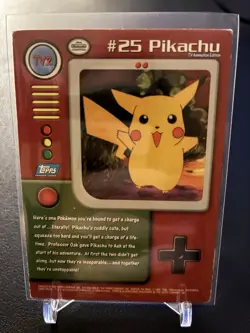1999 Topps Pokemon TV Animation Edition Series 1 #TV2 Pikachu Black Topps Logo - Image 2