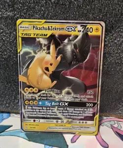 Pokemon Pikachu & Zekrom GX TCG Sun & Moon Holo Ultra Rare Card 33/181 Nm/M - Image 1