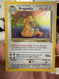 Pokemon Card- 1999 Dragonite Fossil Holo Rare 4/62 - Image 1
