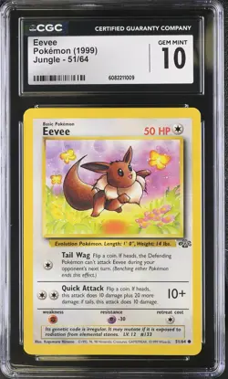 CGC 10 Eevee 51/64 Jungle Pokemon Card - Image 1