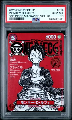 2025 ONE PIECE JPN PROMOS ONE PIECE MAGAZINE VOL.20 #014 MONKEY D. LUFFY PSA 10 - Image 1