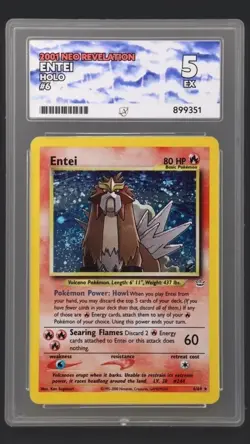Entei 2001 Neo Revelation 6/64 Holo Pokemon Card Swirl Ace - Image 1