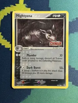 Mightyena 18/108 EX Power Keepers Reverse Holo Rare Pokemon Stamped Card HP - Image 2