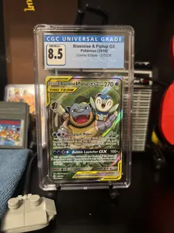 Pokemon Blastoise & Piplup GX Full Art Ultra Rare Card 215/236 8.5 CGC - Image 1