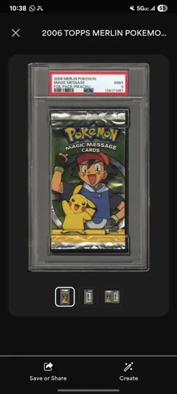 PSA 9 POP 1 2006 Topps Merlin Pokemon Magic Message Card Pack - Image 2