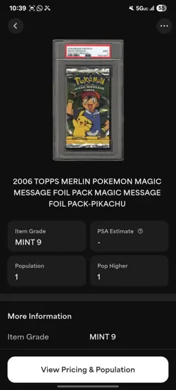 PSA 9 POP 1 2006 Topps Merlin Pokemon Magic Message Card Pack - Image 4