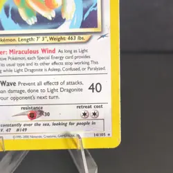 Pokemon TCG Light Dragonite 14/105 Neo Destiny Holo Rare 2000 Vintage Card - Image 5