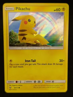 Pokemon TCG Pikachu 28/73 Shining Legends Holo - Image 1