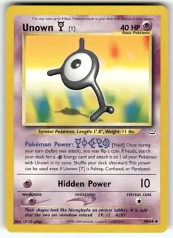 Unown [Y] Neo Revelation Uncommon Pokemon Near Mint or Better - Image 1
