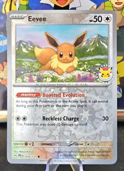 Eevee 074/131 🔥 Pokemon Day 2025 Reverse Cosmos Holo TCG Prismatic Evolutions - Image 1