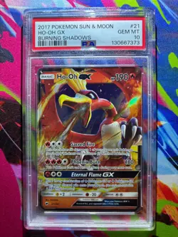 2017 Pokemon Sun Moon Burning Shadows Ho-Oh GX Full Art #21/147 PSA 10 - Image 1