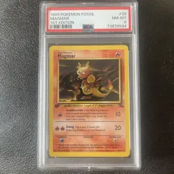 1999 POKEMON FOSSIL MAGMAR 1ST EDITION #39 PSA 8 NEAR MINT - Image 1