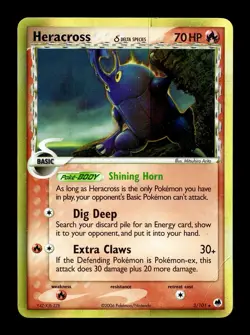[HP] Heracross Delta Species Holo English Dragon Frontiers 3/101 Pokemon - Image 1