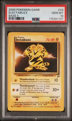 2000 Pokemon Base Set 2 Electabuzz #24 PSA 10 GEM MINT - Image 1