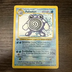 1999 WOTC POKEMON BASE SET SHADOWLESS 1ST EDITION POLIWHIRL 38/102 UNCOMMON LP - Image 1