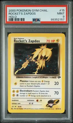 Rocket's Zapdos - Holo PSA 9 - Gym Challenge - 2000 - #15/132 Pokemon - Vintage - Image 1