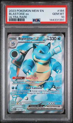 Pokemon Blastoise ex Ultra Rare Holo 184/165 Scarlet & Violet 151 PSA 10 2023 - Image 1