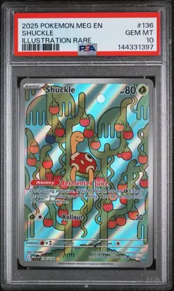 2025 POKEMON MEGA EVOLUTION SHUCKLE ILLUSTRATION RARE 136 PSA 10 - Image 1