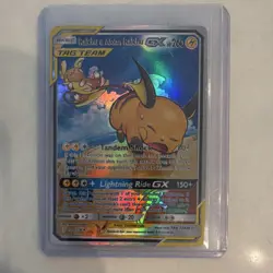 Pokemon Raichu & Alolan Raichu GX TAG TEAM Full Art Ultra Rare Holo 221/236 Sm-… - Image 1