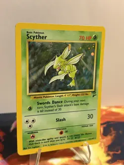 Pokemon TCG Scyther Base Set 2 17/130 Holo Unlimited Holo Rare LP - Image 3