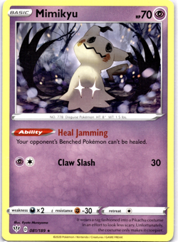 Pokemon TCG Mimikyu 081/189 Darkness Ablaze Regular Non Holo Rare Near Mint - Image 1