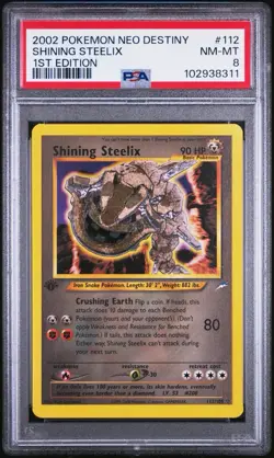 2002 POKEMON NEO DESTINY 1ST ED #112 SHINING STEELIX PSA 8 - Image 1