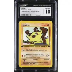 CGC 10 GEM MINT Mankey 1st Edition 61/82 Pokemon Team Rocket Non Holo (PSA) - Image 1