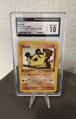 Team Rocket Mankey 1st edition 61/82 CGC 10 Gem Mint - Image 1