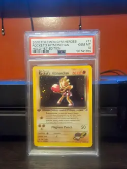2000 POKEMON GYM HEROES HOLO-1ST EDITION #11 ROCKET'S HITMONCHAN PSA 10 - Image 1