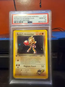 2000 POKEMON GYM HEROES HOLO-1ST EDITION #11 ROCKET'S HITMONCHAN PSA 10 - Image 3