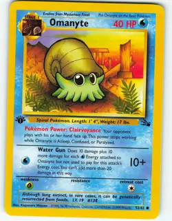 Omanyte - 1st Edition - 52/62 Fossil Set - Pokemon TCG - 1999 - Image 1