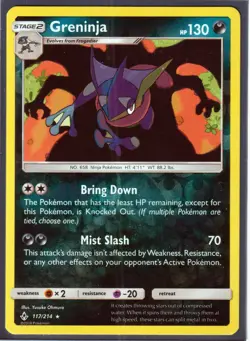 2019 POKEMON GRENINJA 117/214 -UNBROKEN BONDS- RARE- REVERSE HOLO NM (G2) - Image 1