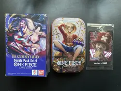 Bandai One Piece Card Game The Azure Sea's Seven Double Pack, Luffy Tin, Chopper - Image 1
