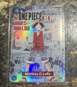 Bandai Namco One Piece CCG Monkey.D.Luffy US Voyage Full Art Holo Card P-055 - Image 1
