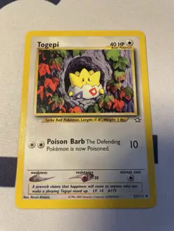 Pokemon TCG Togepi Neo Genesis Unlimited Uncommon Card 51/111 - Image 1