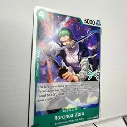 Roronoa Zoro OP12-036 C, GREEN 3 SWORD LOGO 36, one piece card, NIJIMAARC tag SP - Image 2