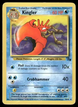 Pokemon Cards Kingler 38/62 Unlimited Fossil Uncommon HP *4 - Image 1