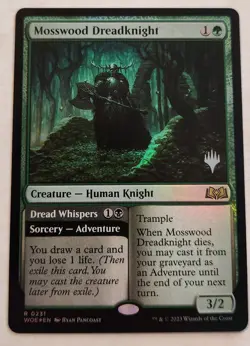 Mosswood Dreadknight WOE #231 Rare Foil Promo Stamped NM+ - Image 1