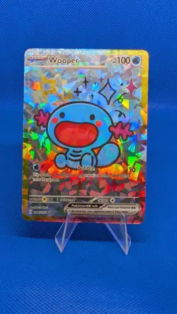 Pokemon Cracked Ice Holo Rainbow Boarder Cute Anime Wooper Card - Image 1