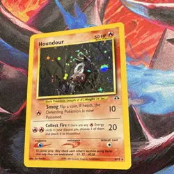 Pokemon Houndour 5/75 Neo Discovery Holo Rare Basic 50 HP Card 2001 SWIRL - Image 1