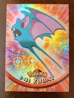 NM! 1999 Topps Pokemon TV Animation #41 Zubat RAINBOW FOIL BLACK Logo - Image 1