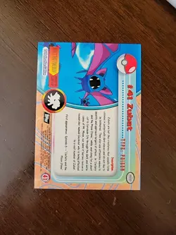NM! 1999 Topps Pokemon TV Animation #41 Zubat RAINBOW FOIL BLACK Logo - Image 2