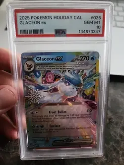 2025 POKEMON HOLIDAY CALENDAR #026 GLACEON EX PSA 10 - Image 1