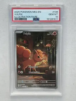 2025 POKEMON MEGA EVOLUTION ILLUSTRATION RARE 138/132 VULPIX PSA 10 - Image 1
